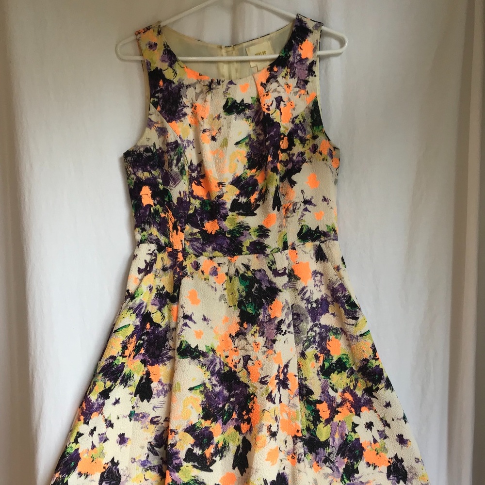 Maeve Anthropologie Neon A-Line Dress